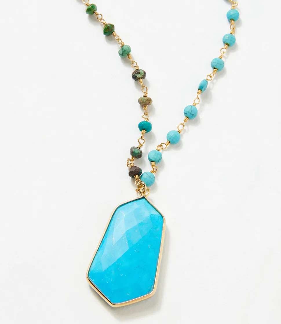 Turquoise Pendant Beaded Necklace