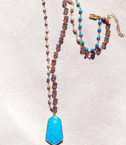Turquoise Pendant Beaded Necklace