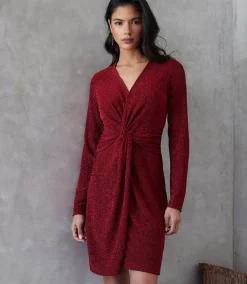Twist Front Metallic Dress