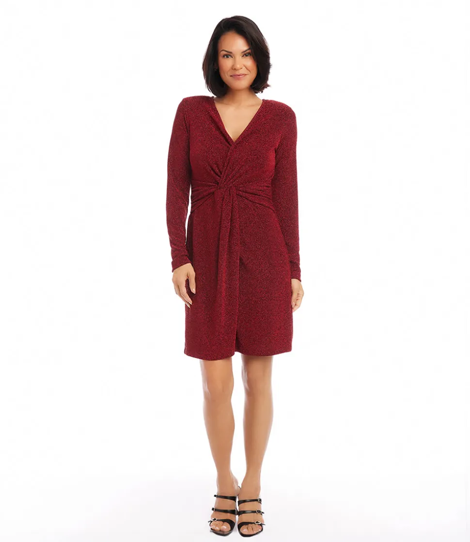 Twist Front Metallic Dress