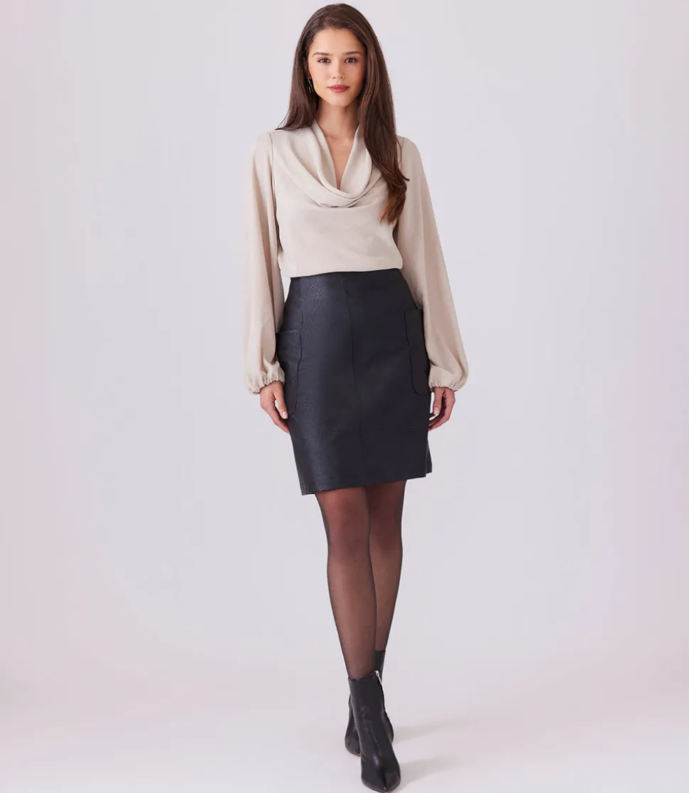 Vegan Leather Pocket Skirt