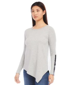 Vegan Leather Trim Top