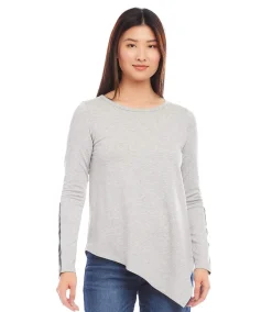 Vegan Leather Trim Top