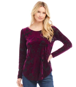 Velvet Burnout Shirttail Top