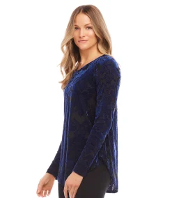 Velvet Burnout Shirttail Top
