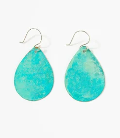 Verdigris Brass Teardrop Earrings