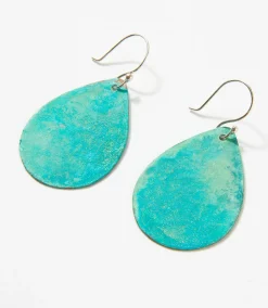 Verdigris Brass Teardrop Earrings