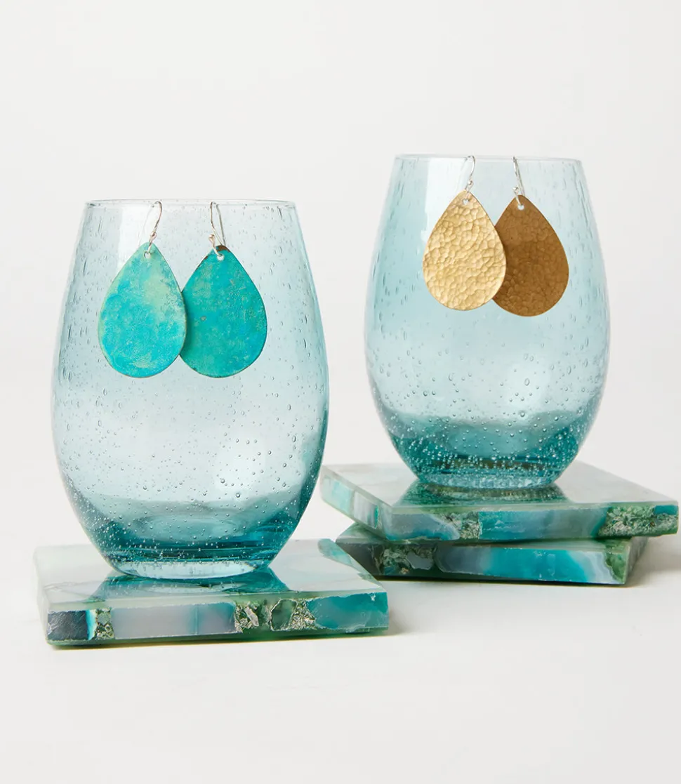 Verdigris Brass Teardrop Earrings