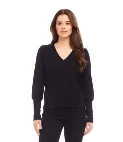 V-Neck Bishop Sleeve Top