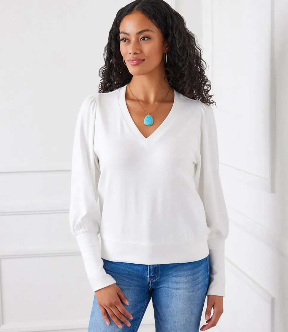 V-Neck Bishop Sleeve Top
