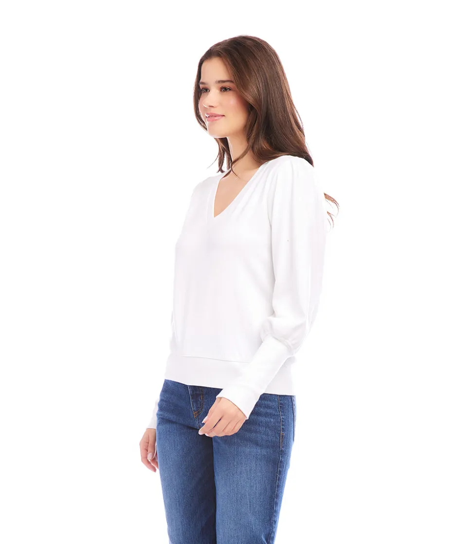 V-Neck Bishop Sleeve Top