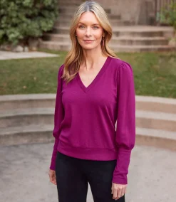 V-Neck Bishop Sleeve Top