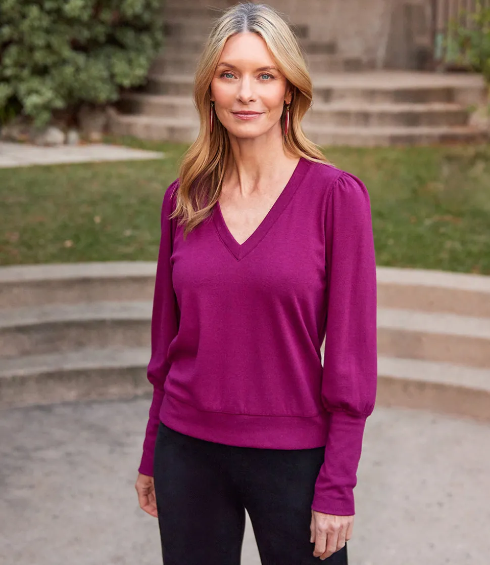 V-Neck Bishop Sleeve Top