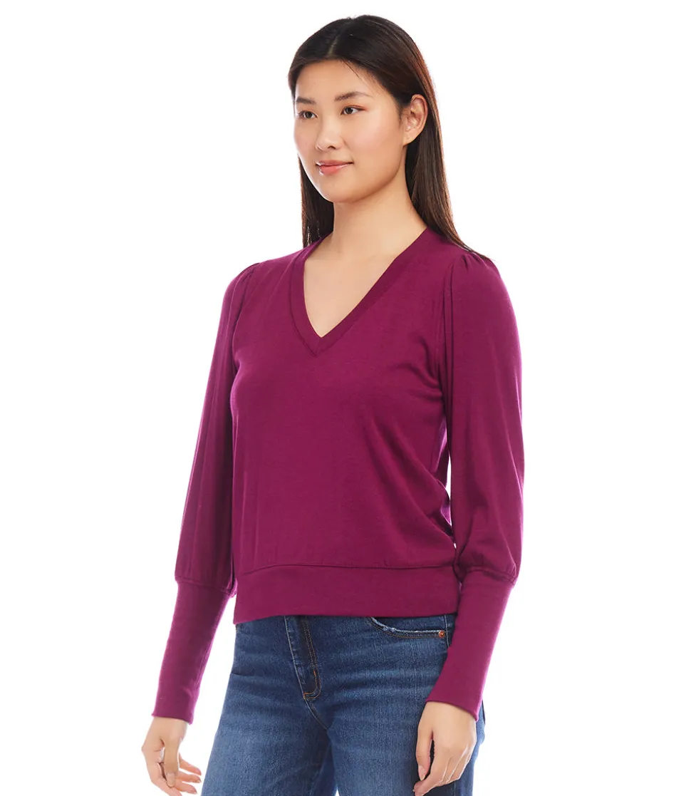 V-Neck Bishop Sleeve Top