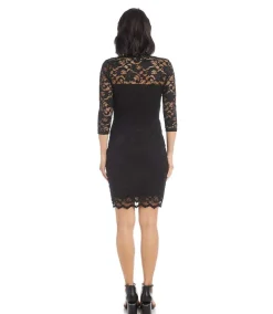 V-Neck Scallop Hem Lace Dress
