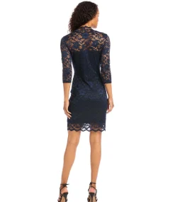 V-Neck Scallop Hem Lace Dress