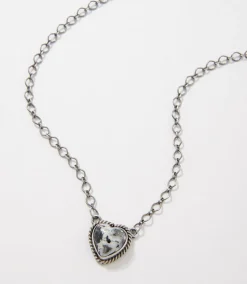 White Buffalo Heart Pendant Necklace