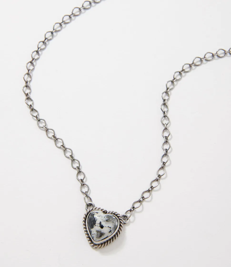White Buffalo Heart Pendant Necklace